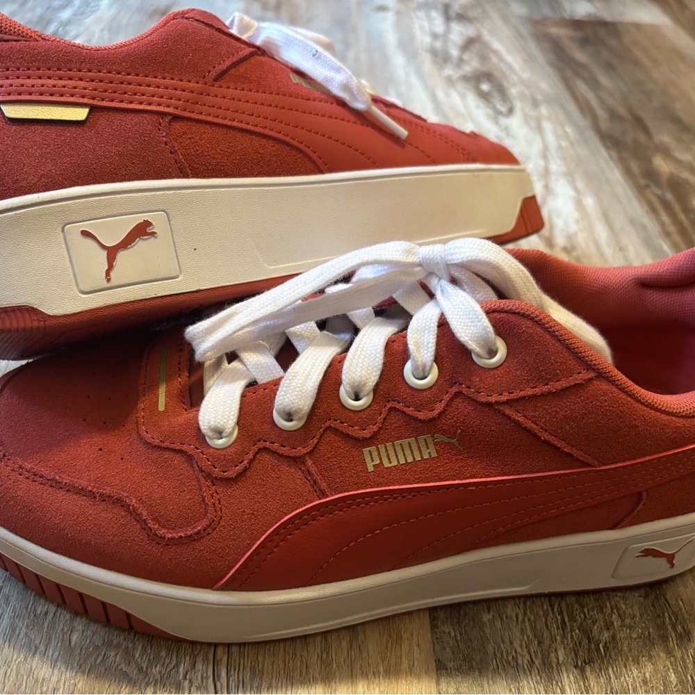 Puma Red Suede Sneakers with White Details size 11